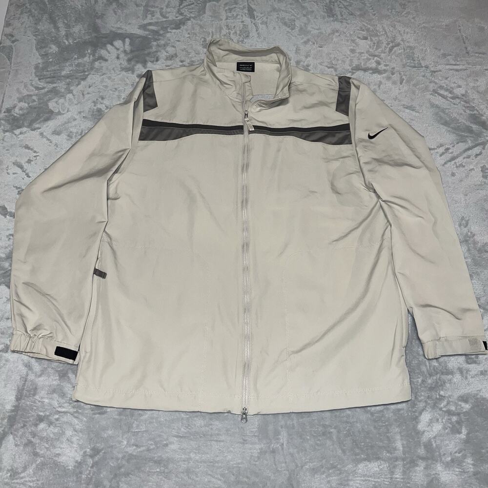 Nike Golf Windproof Windbreaker Jacket Beige Full Zip 333110 244 L